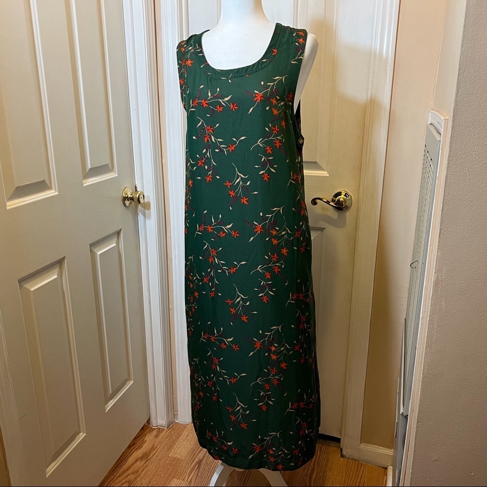 Original TY Wear Floral Green Multicolored Sleeveless  Midi Shift Dress Size 12P